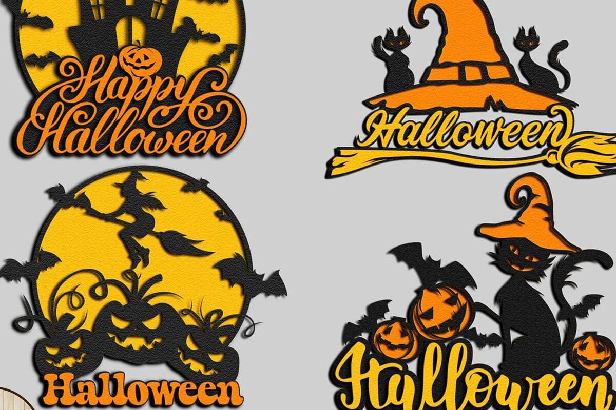 Intra απο ξύλο plywood  Χρώμα wenge 3mm-4mm πάχος - Πακέτο Halloween για &amp; Cricut Δίασταση 12x12 cm INTRAFABR-15248671