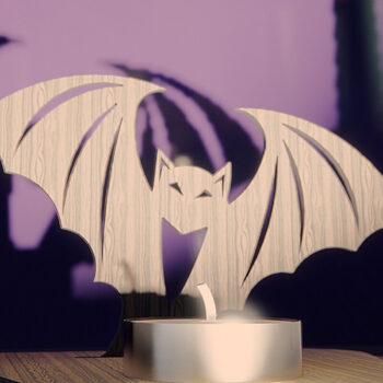 Intra απο ξύλο plywood  Χρώμα wenge 3mm-4mm πάχος - Νυχτερίδα αποκριάτικου κεριού Δίασταση 15x15 cm INTRAFABR-14859938 - Image 1