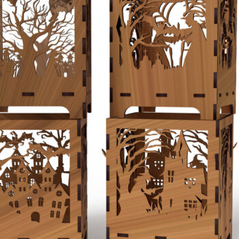 Intra απο ξύλο plywood  Χρώμα wenge 3mm-4mm πάχος - Δέσμη κοπής με λέιζερ για αποκριάτικο κερί Δίασταση 4x4 cm INTRAFABR-15271405 - Image 2