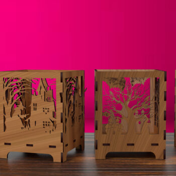 Intra απο ξύλο plywood  Χρώμα wenge 3mm-4mm πάχος - Δέσμη κοπής με λέιζερ για αποκριάτικο κερί Δίασταση 4x4 cm INTRAFABR-15271405 - Image 3