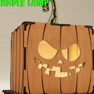 Intra απο ξύλο plywood  Χρώμα wenge 3mm-4mm πάχος - Κηροπήγιο αποκριάτικο κομμένο κολοκύθας Δίασταση 15x15 cm INTRAFABR-14928451