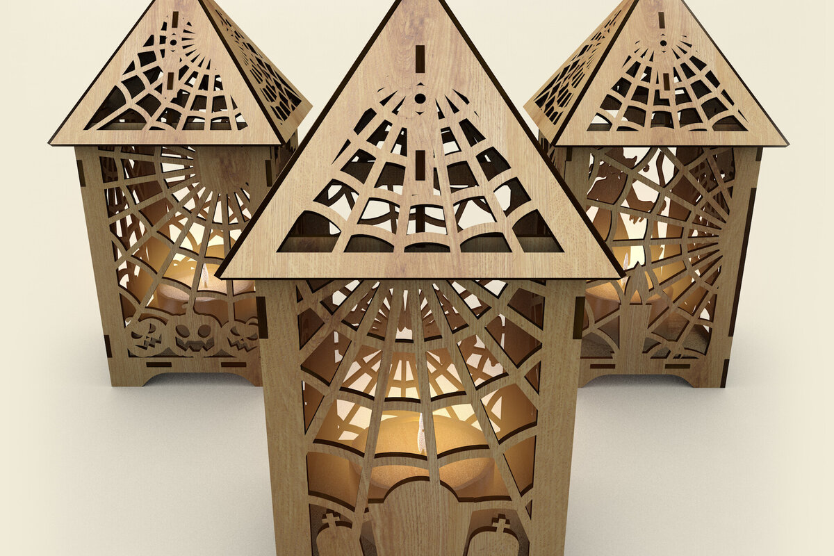 Intra απο ξύλο plywood  Χρώμα wenge 3mm-4mm πάχος - Σετ κηροπήγια αποκριών Δίασταση 4x4 cm INTRAFABR-14931547