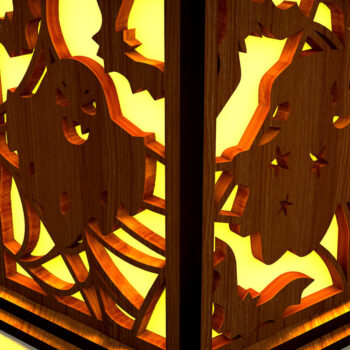 Intra απο ξύλο plywood  Χρώμα wenge 3mm-4mm πάχος - Κηροπήγιο αποκριών με φαντάσματα Δίασταση 4x4 cm INTRAFABR-15082267 - Image 1