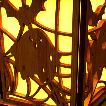 Intra απο ξύλο plywood  Χρώμα wenge 3mm-4mm πάχος - Κηροπήγιο αποκριών με φαντάσματα Δίασταση 4x4 cm INTRAFABR-15082267 - Image 3