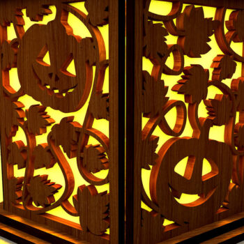 Intra απο ξύλο plywood  Χρώμα wenge 3mm-4mm πάχος - Κηροπήγα αποκριών με κολοκύθες Δίασταση 4x4 cm INTRAFABR-15246619 - Image 1