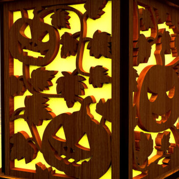 Intra απο ξύλο plywood  Χρώμα wenge 3mm-4mm πάχος - Κηροπήγα αποκριών με κολοκύθες Δίασταση 4x4 cm INTRAFABR-15246619 - Image 2