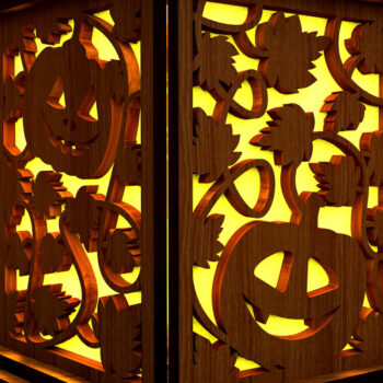 Intra απο ξύλο plywood  Χρώμα wenge 3mm-4mm πάχος - Κηροπήγα αποκριών με κολοκύθες Δίασταση 4x4 cm INTRAFABR-15246619 - Image 4