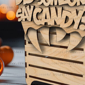 Intra απο ξύλο plywood  Χρώμα wenge 3mm-4mm πάχος - Halloween Candy Box | Δίασταση 15x15 cm INTRAFABR-15063800 - Image 2