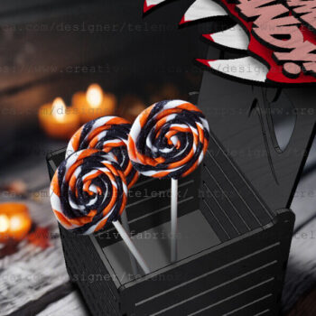 Intra απο ξύλο plywood  Χρώμα wenge 3mm-4mm πάχος - Halloween Candy Box | Δίασταση 15x15 cm INTRAFABR-15063800 - Image 5