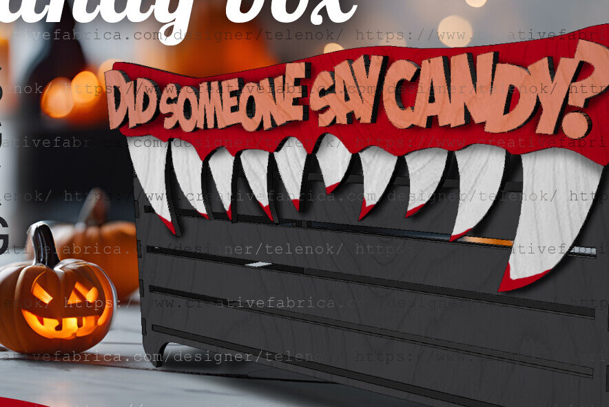 Intra απο ξύλο plywood  Χρώμα wenge 3mm-4mm πάχος - Halloween Candy Box | Δίασταση 15x15 cm INTRAFABR-15069810