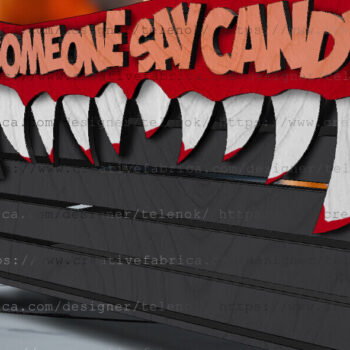 Intra απο ξύλο plywood  Χρώμα wenge 3mm-4mm πάχος - Halloween Candy Box | Δίασταση 15x15 cm INTRAFABR-15069810 - Image 2