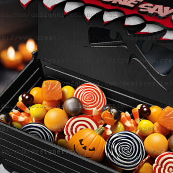 Intra απο ξύλο plywood  Χρώμα wenge 3mm-4mm πάχος - Halloween Candy Box | Δίασταση 15x15 cm INTRAFABR-15069810 - Image 5