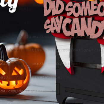 Intra απο ξύλο plywood  Χρώμα wenge 3mm-4mm πάχος - Halloween Candy Box | Δίασταση 15x15 cm INTRAFABR-15247295 - Image 1