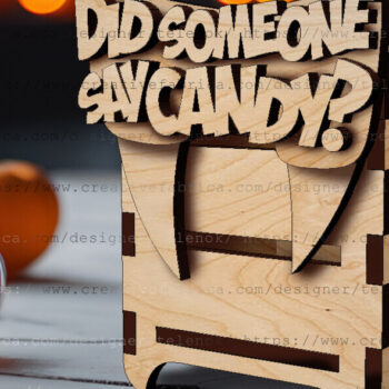 Intra απο ξύλο plywood  Χρώμα wenge 3mm-4mm πάχος - Halloween Candy Box | Δίασταση 15x15 cm INTRAFABR-15247295 - Image 2