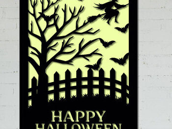 Intra απο ξύλο plywood  Χρώμα wenge 3mm-4mm πάχος - Αποκριάτικη κάρτα κοπής με λέιζερ Δίασταση 15x15 cm INTRAFABR-14914983 - Image 1