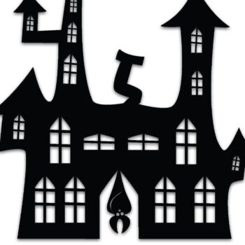 Intra απο ξύλο plywood  Χρώμα wenge 3mm-4mm πάχος - Halloween Castle | κοπής με λέιζερ Δίασταση 15x15 cm INTRAFABR-15990649 - Image 1