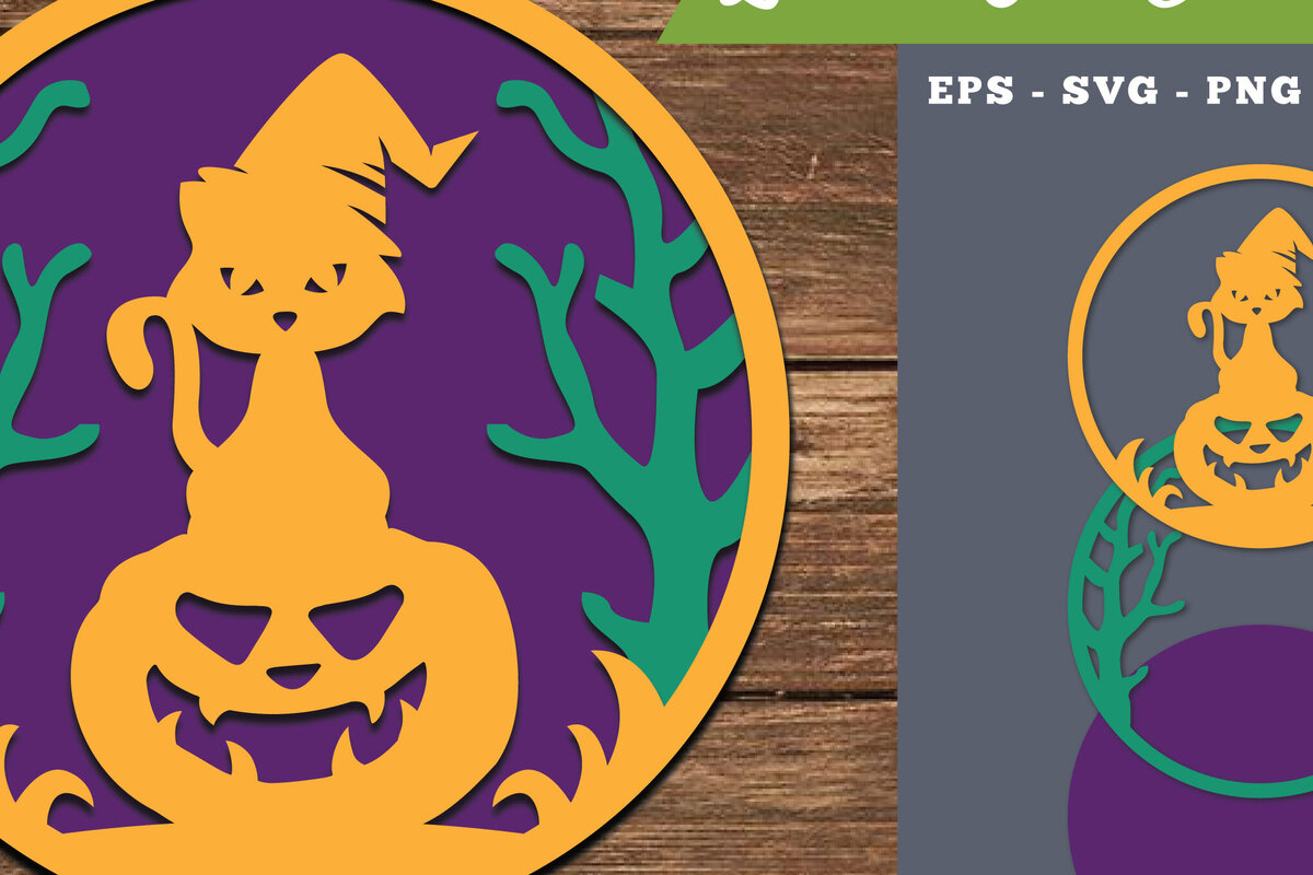 Intra απο ξύλο plywood  Χρώμα wenge 3mm-4mm πάχος - Διακόσμηση με λέιζερ αποκριάτικων γατών 1 Δίασταση 20x20 cm INTRAFABR-17664889