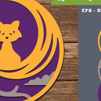 Intra απο ξύλο plywood  Χρώμα wenge 3mm-4mm πάχος - Διακόσμηση με λέιζερ αποκριάτικων γατών 3 Δίασταση 20x20 cm INTRAFABR-17664340 - Image 1