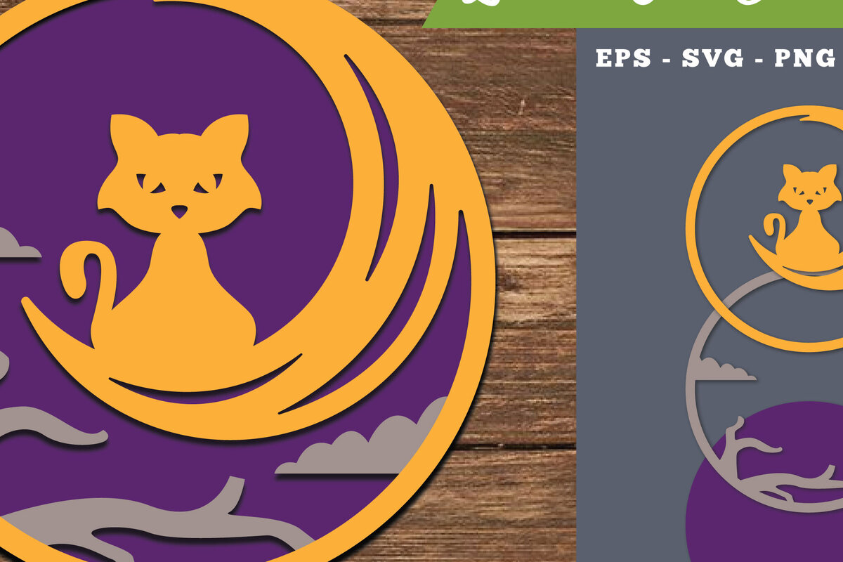 Intra απο ξύλο plywood  Χρώμα wenge 3mm-4mm πάχος - Διακόσμηση με λέιζερ αποκριάτικων γατών 3 Δίασταση 20x20 cm INTRAFABR-17664340