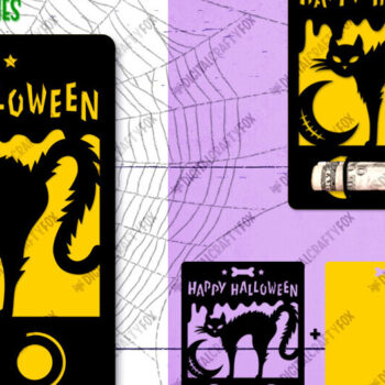 Intra απο ξύλο plywood Χρώμα wenge 3mm-4mm πάχος - Halloween Cat Money Card , Κάτοχος Δίασταση 4x5 cm INTRAFABR-17666036 - Image 1