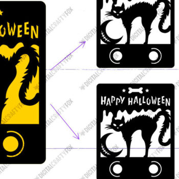 Intra απο ξύλο plywood Χρώμα wenge 3mm-4mm πάχος - Halloween Cat Money Card , Κάτοχος Δίασταση 4x5 cm INTRAFABR-17666036 - Image 2