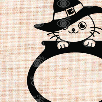 Intra απο ξύλο plywood  Χρώμα wenge 3mm-4mm πάχος - Σιλουέτα μονόγραμμα διαιρεμένης γάτας αποκριών Δίασταση 30x20 cm INTRAFABR-16788176 - Image 3