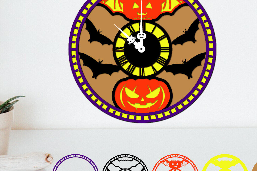 Intra απο ξύλο plywood  Χρώμα wenge 3mm-4mm πάχος - Αρχεία αποκοπής λέιζερ με στρώματα αποκριάτικου ρολογιού Δίασταση 40x40 cm INTRAFABR-17623621