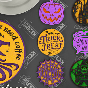 Intra απο ξύλο plywood  Χρώμα wenge 3mm-4mm πάχος - Πακέτο σουβέρ για Halloween | Σουβέρ Κυπέλλου Δίασταση 15x15 cm INTRAFABR-36777867 - Image 1