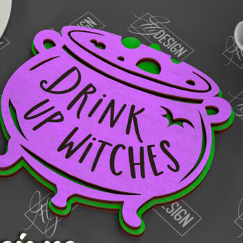 Intra απο ξύλο plywood  Χρώμα wenge 3mm-4mm πάχος - Πακέτο σουβέρ για Halloween | Σουβέρ Κυπέλλου Δίασταση 15x15 cm INTRAFABR-36777867 - Image 2