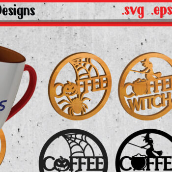 Intra απο ξύλο plywood Χρώμα wenge 3mm-4mm πάχος - Αρχεία αποκοπής για το Halloween Coaster Δίασταση 8x8 cm INTRAFABR-115802534 - Image 1