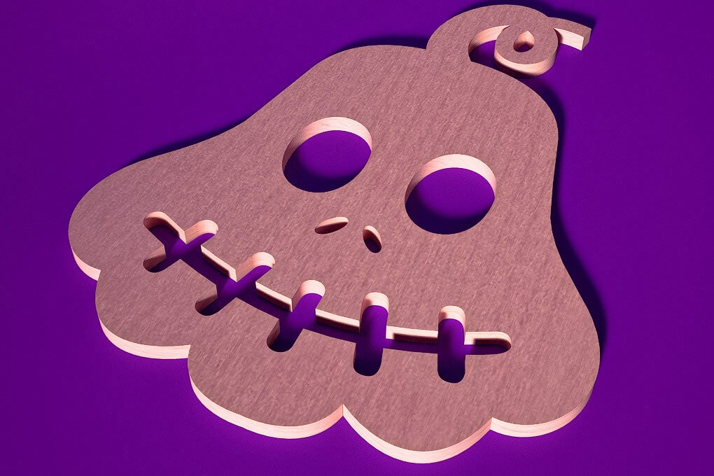 Intra απο ξύλο plywood  Χρώμα wenge 3mm-4mm πάχος - Σουβέρ για Halloween Δίασταση 15x15 cm INTRAFABR-23360753