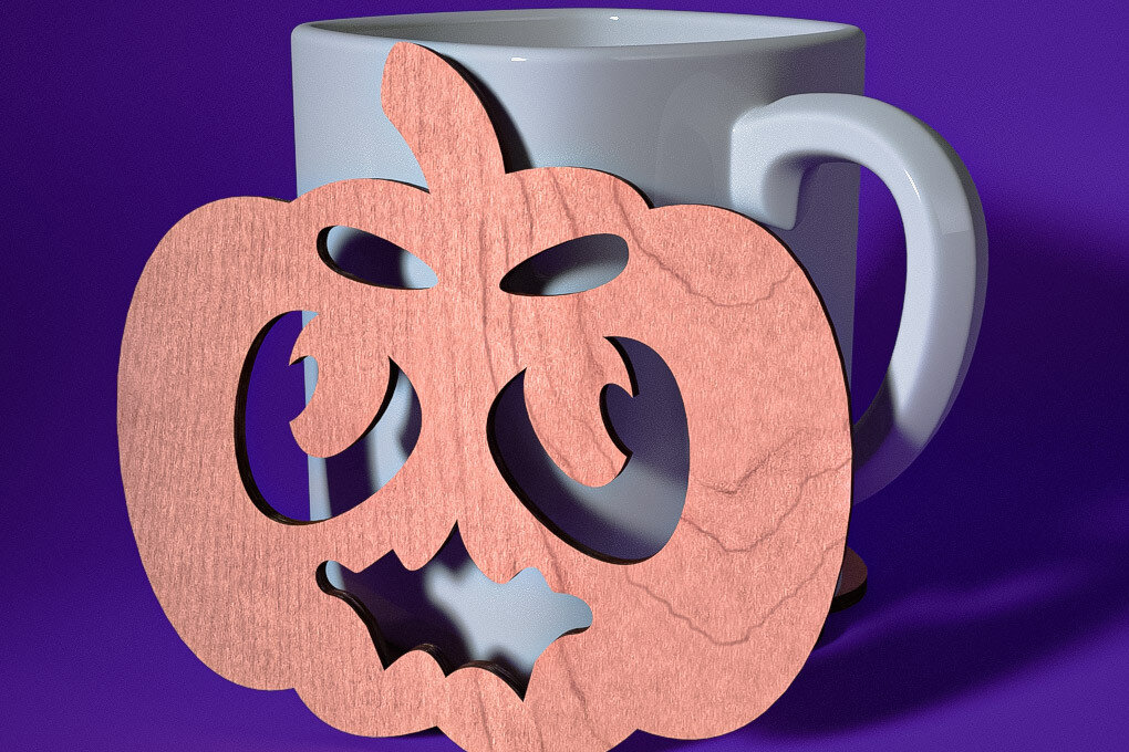 Intra απο ξύλο plywood  Χρώμα wenge 3mm-4mm πάχος - Σουβέρ Halloween | Λέιζερ Δίασταση 15x15 cm INTRAFABR-21846838