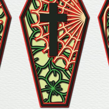 Intra απο ξύλο plywood Χρώμα wenge 3mm-4mm πάχος - Αποκριάτικο φέρετρο 3D κομμένο Δίασταση 15x15 cm INTRAFABR-21568159 - Image 1