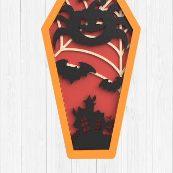 Intra απο ξύλο plywood  Χρώμα wenge 3mm-4mm πάχος - Πακέτο Halloween Coffin 3D Δίασταση 15x15 cm INTRAFABR-23806390 - Image 2