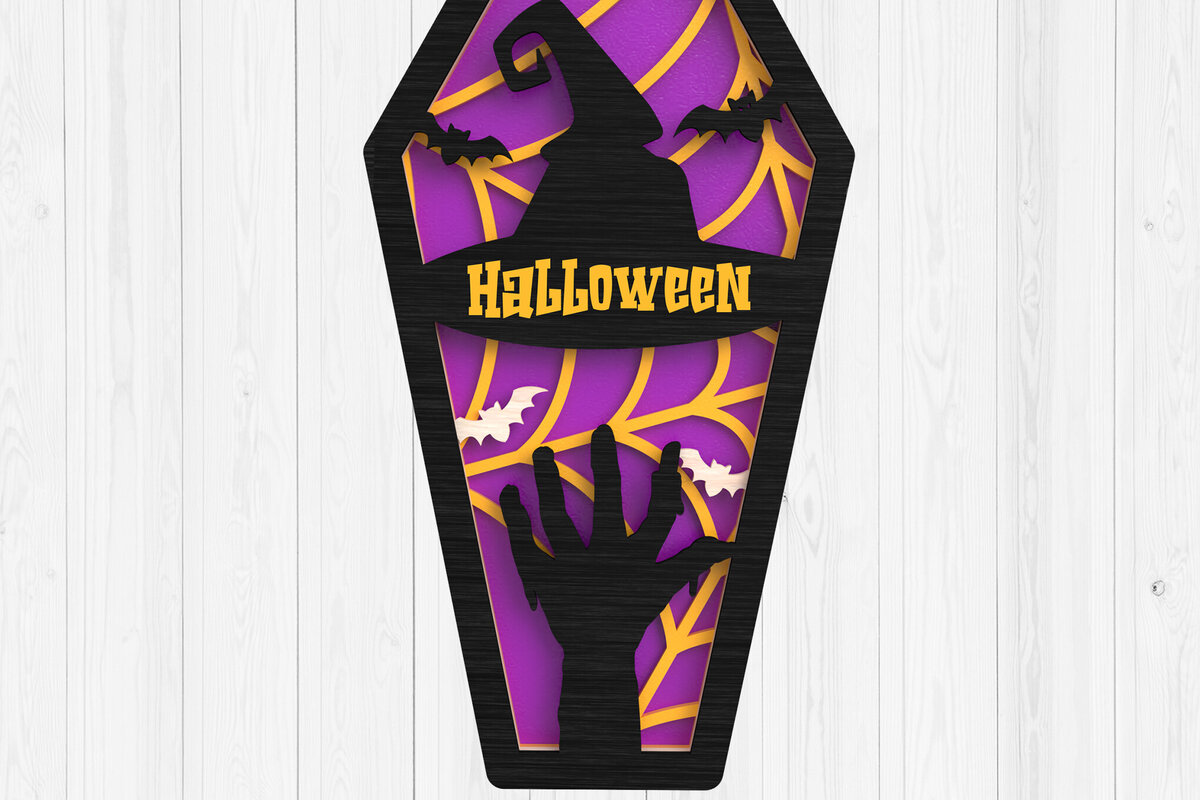 Intra απο ξύλο plywood  Χρώμα wenge 3mm-4mm πάχος - Halloween Coffin 3D Δίασταση 15x15 cm INTRAFABR-23623679