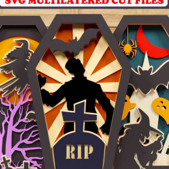 Intra απο ξύλο plywood Χρώμα wenge 3mm-4mm πάχος - Πακέτο χάρτινο κομμένο 3D Halloween Coffin Δίασταση 1500x1500 cm INTRAFABR-23130471 - Image 1