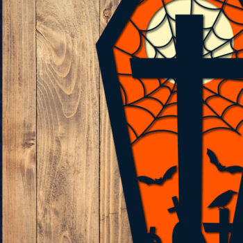 Intra απο ξύλο plywood  Χρώμα wenge 3mm-4mm πάχος - Halloween Coffin 3D Paper Δίασταση 1500x1500 cm INTRAFABR-16520939 - Image 1