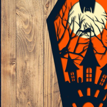 Intra απο ξύλο plywood  Χρώμα wenge 3mm-4mm πάχος - Halloween Coffin 3D Paper Δίασταση 1500x1500 cm INTRAFABR-16520431 - Image 1