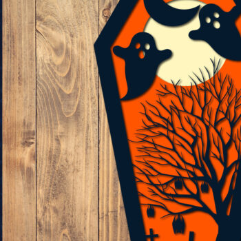 Intra απο ξύλο plywood  Χρώμα wenge 3mm-4mm πάχος - Halloween Coffin 3D Paper Δίασταση 1500x1500 cm INTRAFABR-16520319 - Image 1