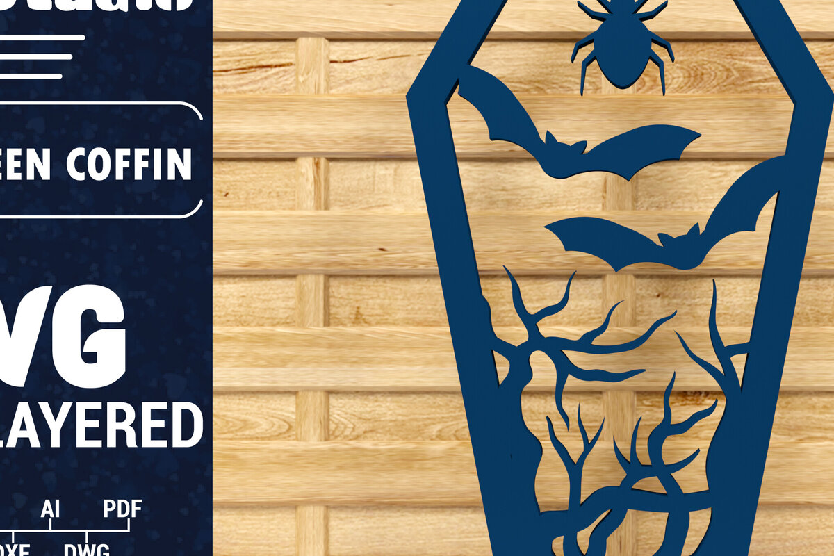 Intra απο ξύλο plywood  Χρώμα wenge 3mm-4mm πάχος - Halloween Coffin 3D Paper C Δίασταση 1500x1500 cm INTRAFABR-21985429