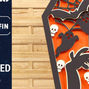 Intra απο ξύλο plywood  Χρώμα wenge 3mm-4mm πάχος - Halloween Coffin 3D Paper C Δίασταση 1500x1500 cm INTRAFABR-119836937