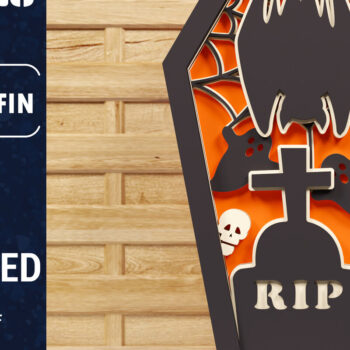 Intra απο ξύλο plywood  Χρώμα wenge 3mm-4mm πάχος - Halloween Coffin 3D Paper C Δίασταση 1500x1500 cm INTRAFABR-102380632 - Image 1