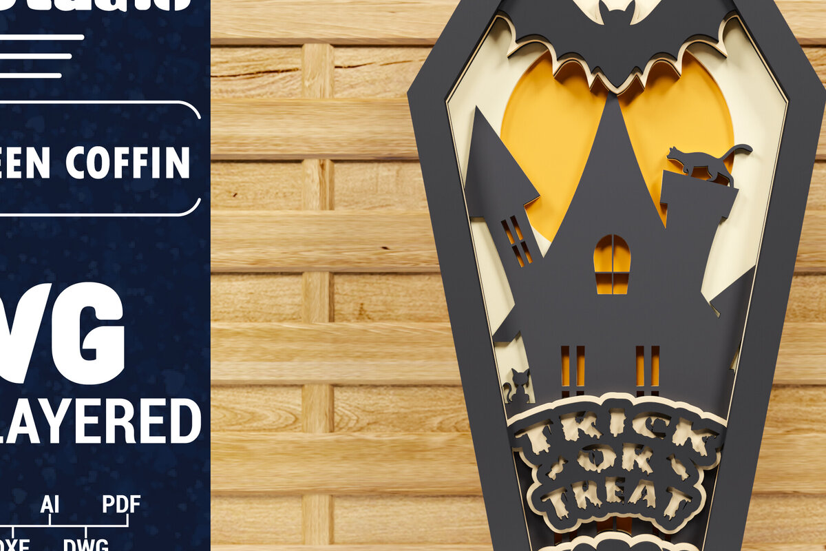 Intra απο ξύλο plywood  Χρώμα wenge 3mm-4mm πάχος - Halloween Coffin 3D Paper C Δίασταση 1500x1500 cm INTRAFABR-23142888