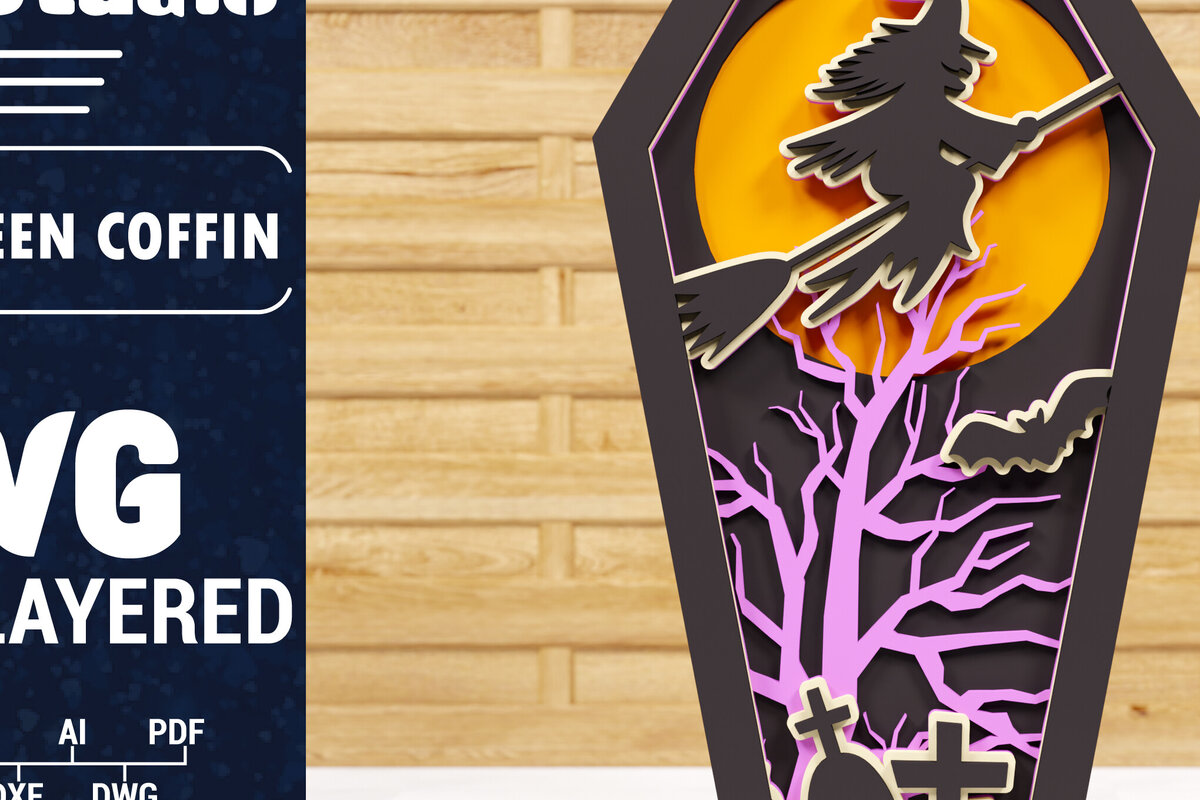 Intra απο ξύλο plywood  Χρώμα wenge 3mm-4mm πάχος - Halloween Coffin 3D Paper C Δίασταση 1500x1500 cm INTRAFABR-122882606