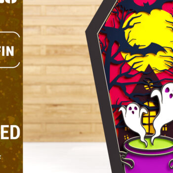 Intra απο ξύλο plywood  Χρώμα wenge 3mm-4mm πάχος - Halloween Coffin 3D Paper C Δίασταση 1500x1500 cm INTRAFABR-123141738 - Image 1