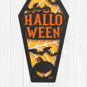 Intra απο ξύλο plywood  Χρώμα wenge 3mm-4mm πάχος - Halloween Coffin 3D Δίασταση 15x15 cm INTRAFABR-118418441