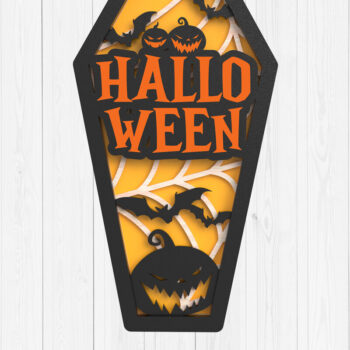 Intra απο ξύλο plywood  Χρώμα wenge 3mm-4mm πάχος - Halloween Coffin 3D Δίασταση 15x15 cm INTRAFABR-118418441 - Image 1