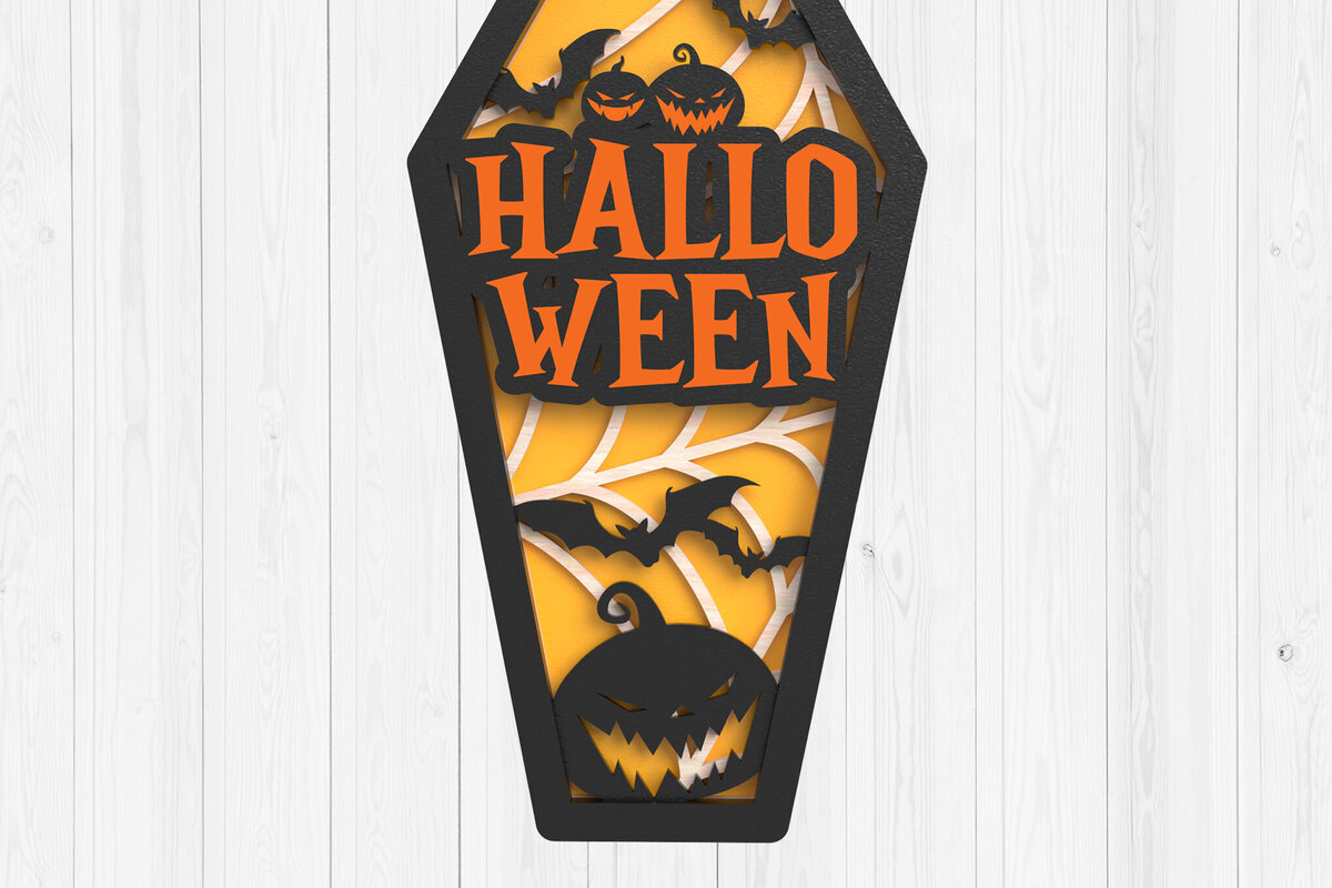 Intra απο ξύλο plywood  Χρώμα wenge 3mm-4mm πάχος - Halloween Coffin 3D Δίασταση 15x15 cm INTRAFABR-118418441