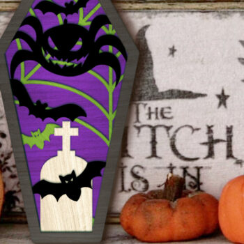 Intra απο ξύλο plywood  Χρώμα wenge 3mm-4mm πάχος - Πρότυπο διακοσμητικό κομμένο φέρετρο αποκριών Δίασταση 7x12 cm INTRAFABR-29949212 - Image 1