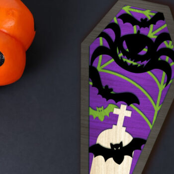 Intra απο ξύλο plywood  Χρώμα wenge 3mm-4mm πάχος - Πρότυπο διακοσμητικό κομμένο φέρετρο αποκριών Δίασταση 7x12 cm INTRAFABR-29949212 - Image 2